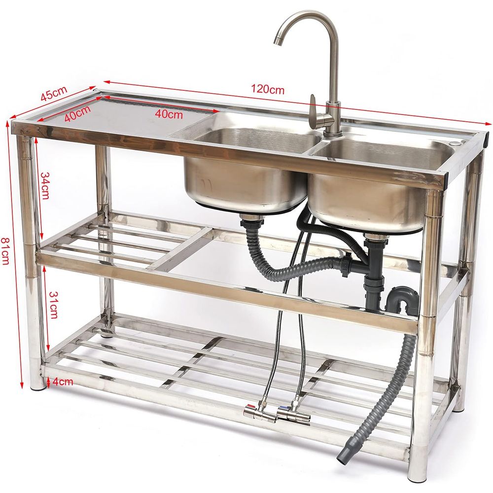Standing Stainless Steel Doubl - огляд і ціна Commercial Kitchen Set