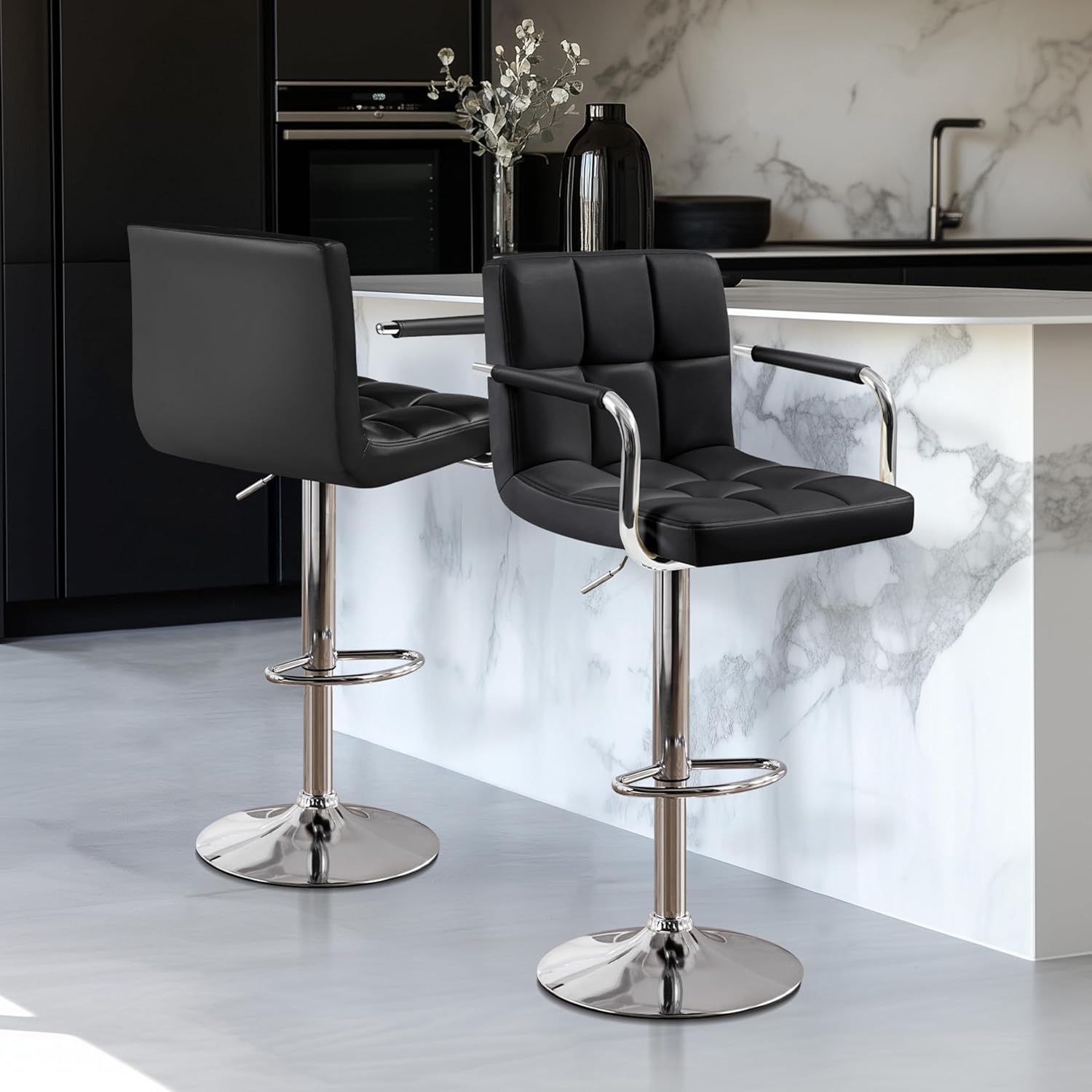 Bar Stools Set Of 2, PU Leathe - огляд і ціна Commercial Kitchen Counter