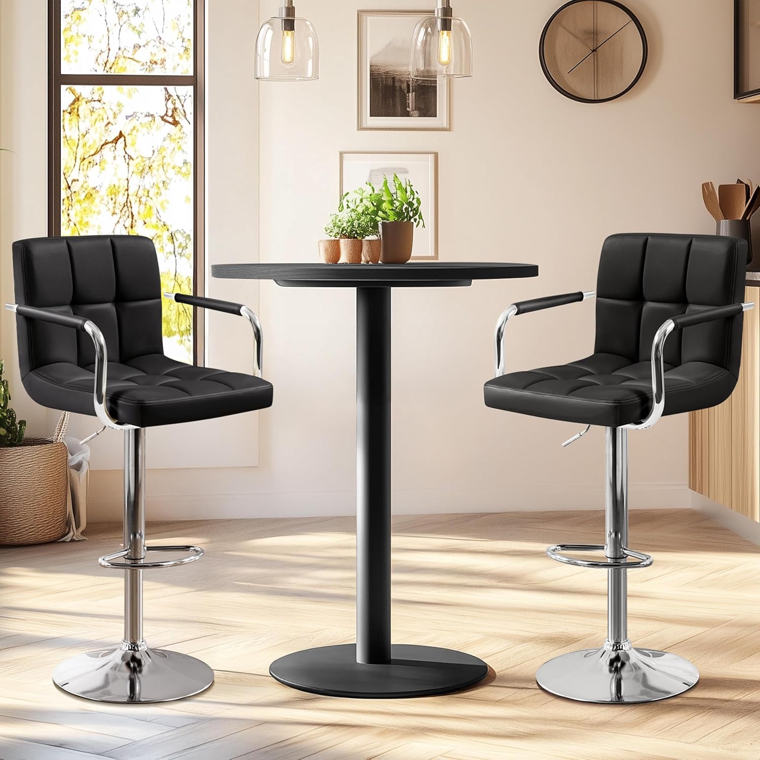 Bar Stools Set Of 2, PU Leathe - огляд і ціна Commercial Kitchen Counter