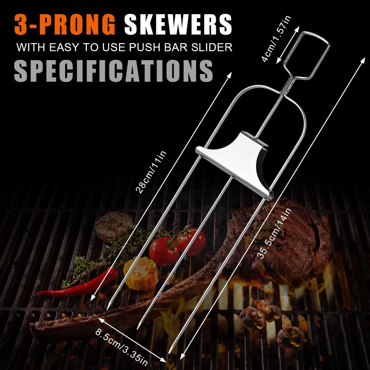 3Pcs Skewer Sticks Kabob Stick - огляд і ціна Hot Dog Roller Grill